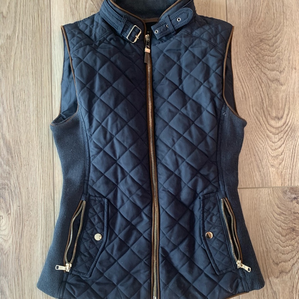 Zara Navy Quilted Vest XS